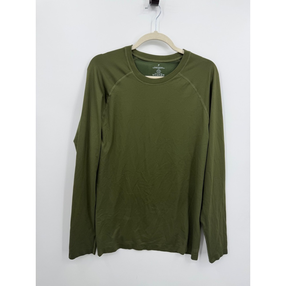 Fabletics Training Long Sleeve Shirt Mens Large Olive Green Raglan Performance
